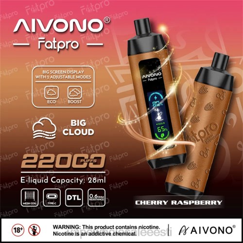 Nikotiinivaba Vape - Aivono Fatpro 22000 kirss vaarikas 2X884