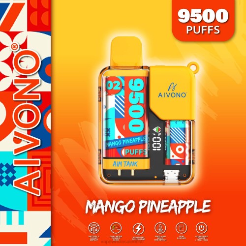 Nikotiinivaba Vape - Aivono AIM TANK 9500 mango ananass 2X8834